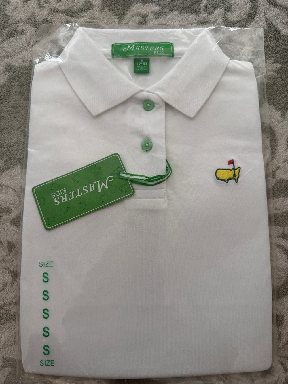 Masters Kids White Polo with Yellow & Red Embroidered Logo